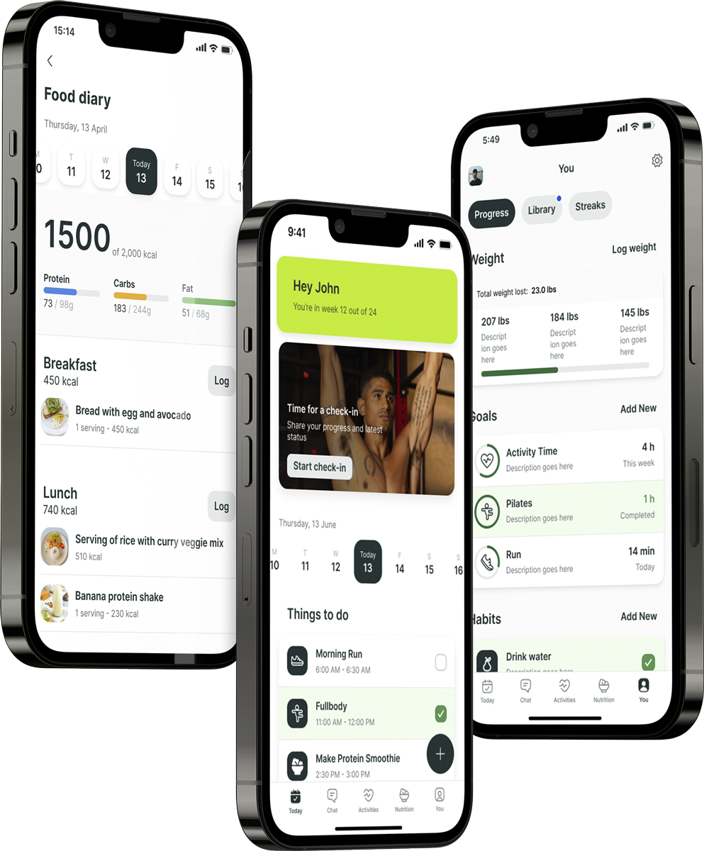 A mockup of the coaching app showcasing the features.